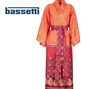 NWOT RARE Bassetti Luxury Italian Kimono robe, 100% cotton sateen, paisley flora